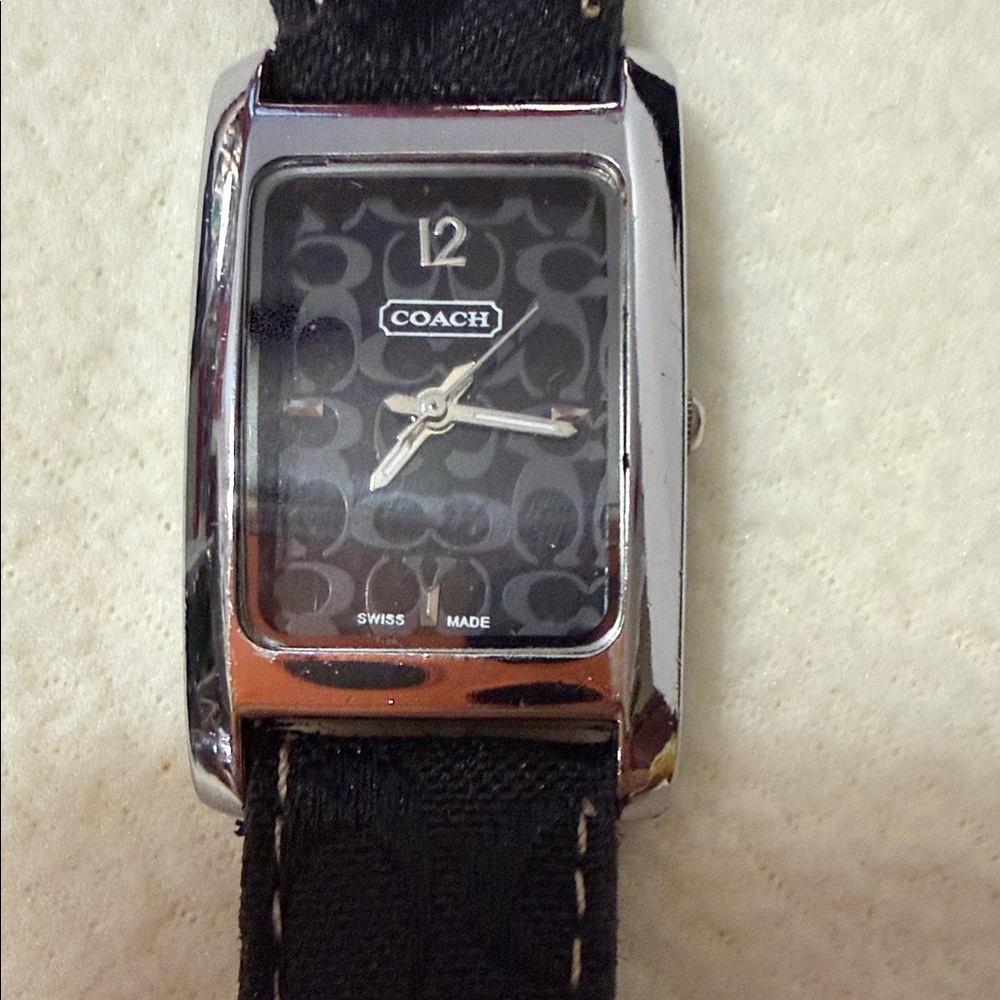 Coach Black And Silver Rectangular Watch - image 1
